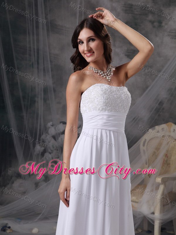 Watteau Train Appliques Chiffon Empire Plus Size Maternity Wedding Dress