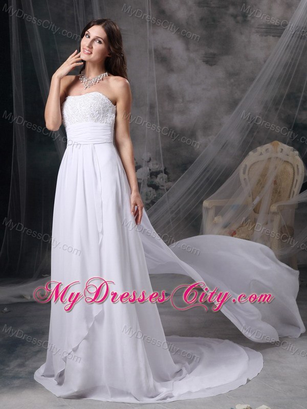 Watteau Train Appliques Chiffon Empire Plus Size Maternity Wedding Dress