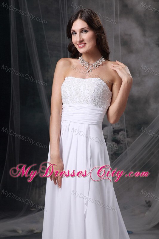 Watteau Train Appliques Chiffon Empire Plus Size Maternity Wedding Dress