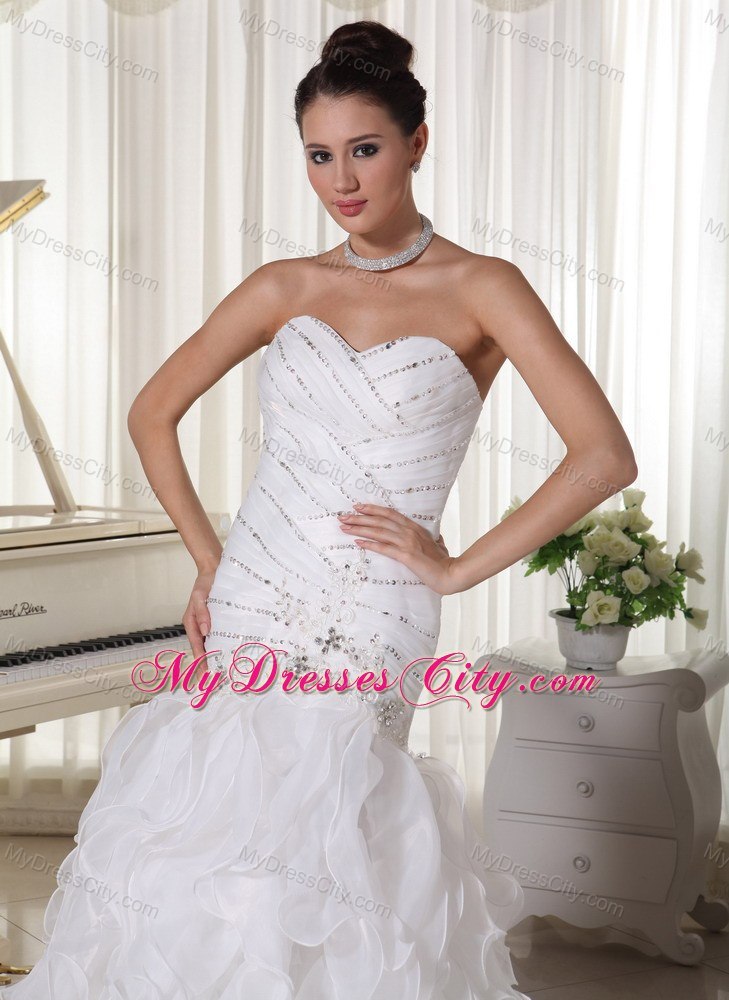 Mermaid Ruffles Sweetheart Beaded and Appliques for 2013 Wedding Dresses