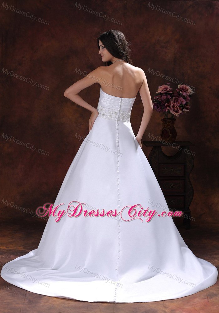 Simple Lace Beaded Court Train Sweetheart Ruching 2013 Wedding Dresses