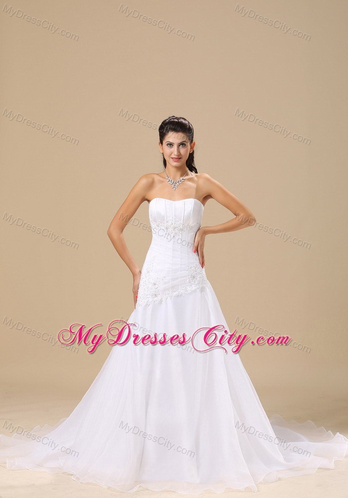 Pretty Appliques with Beading Chapel Train Princess 2013 Wedding Dresses