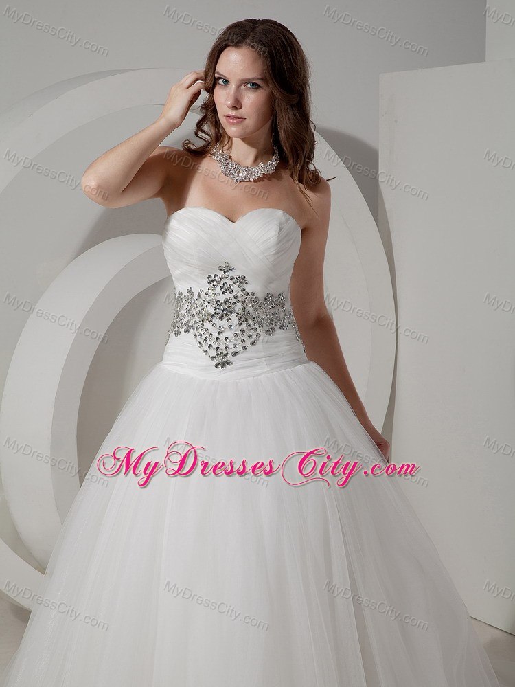 Sweetheart Ruching Beaded Court Train 2013 Wedding Anniversary Dress