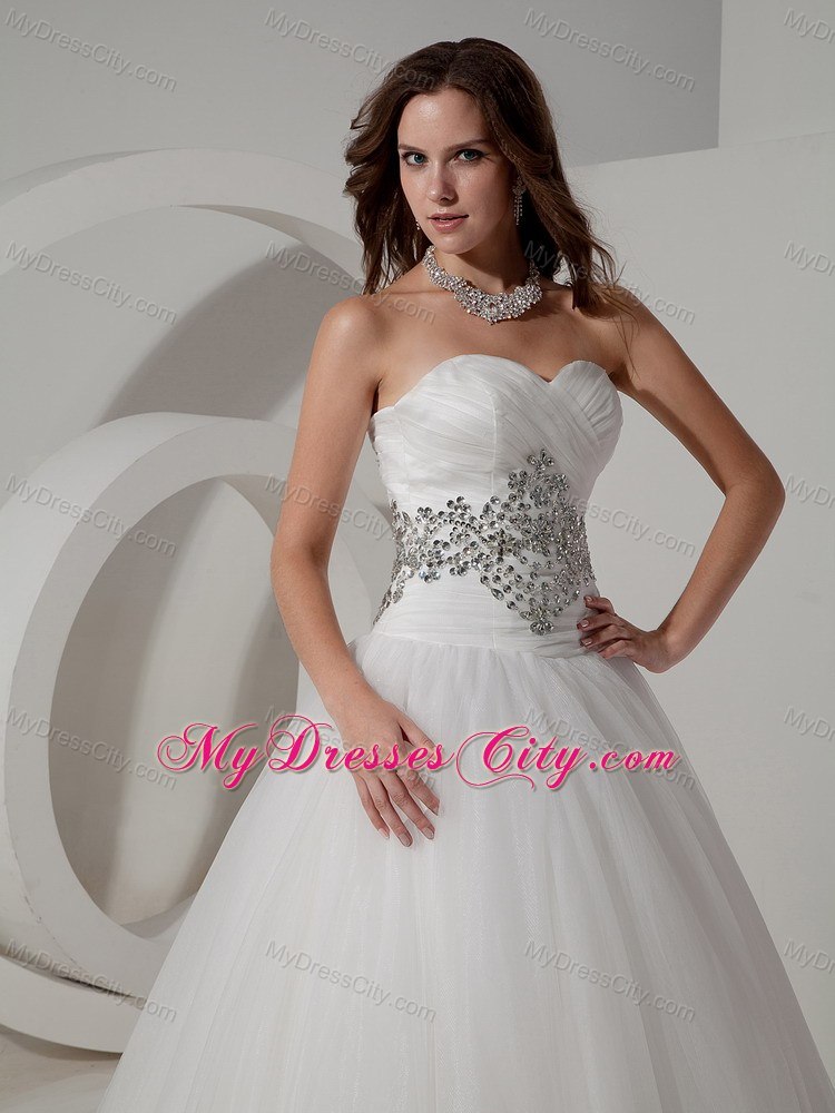 Sweetheart Ruching Beaded Court Train 2013 Wedding Anniversary Dress