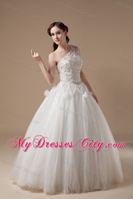 Lace One Shoulder Tulle Ball Gown 2013 Garden Wedding Dresses