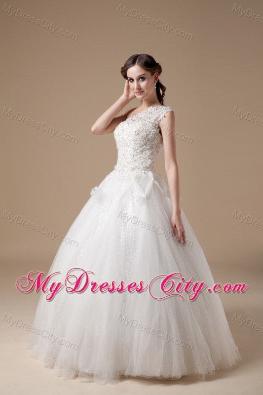 Lace One Shoulder Tulle Ball Gown 2013 Garden Wedding Dresses