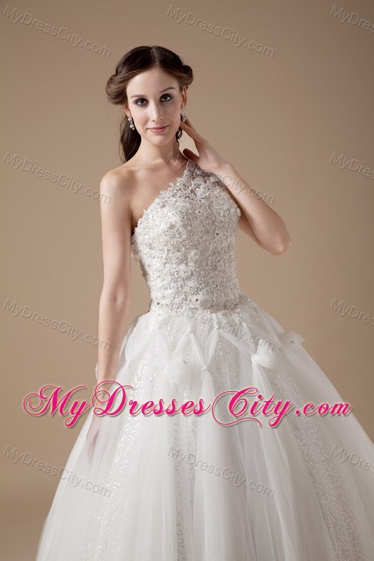 Lace One Shoulder Tulle Ball Gown 2013 Garden Wedding Dresses