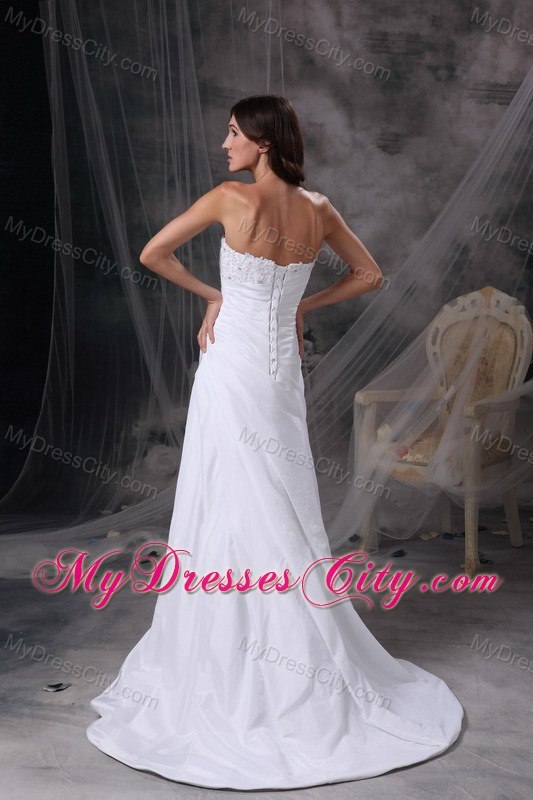 Appliques with Beading Ruching Brush Train Wedding Dress with Jacket