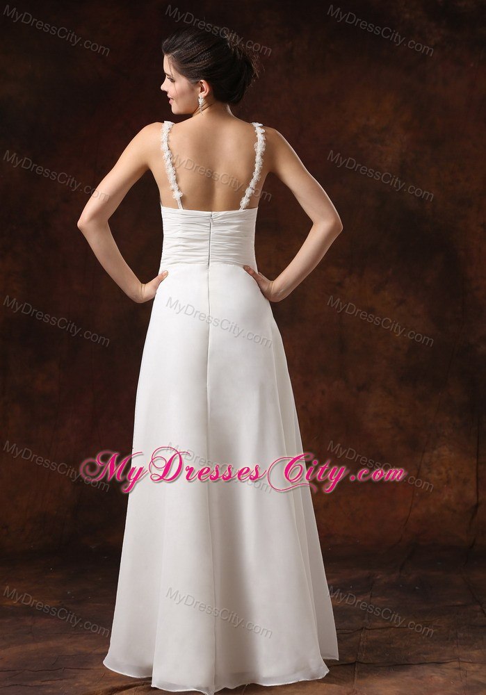 Spaghetti Straps Ruching Empire Floor-length Wedding Reception Dress