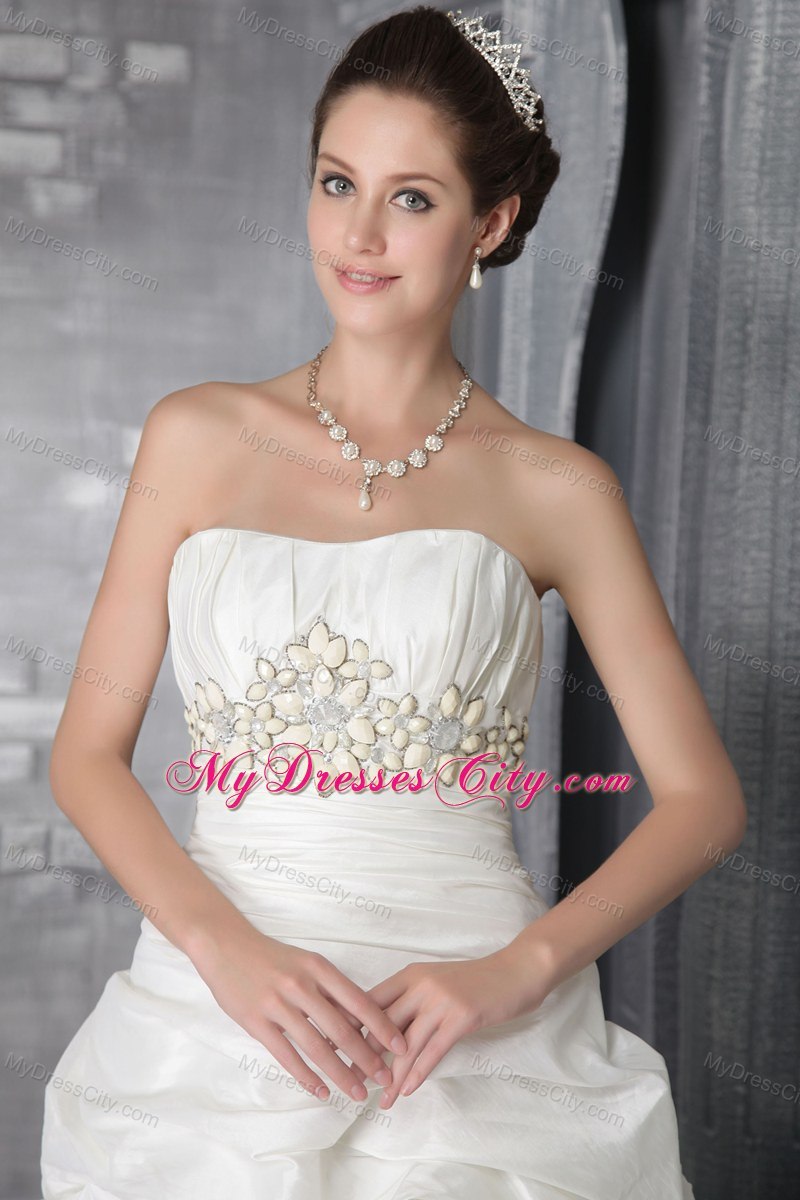 Romantic Pick-ups Court Train Taffeta Beading Bridal Dresses