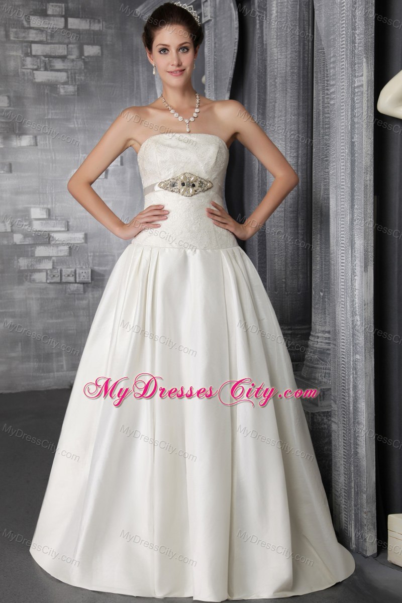 Strapless Court Train Taffeta Beading Wedding Dress on Sale