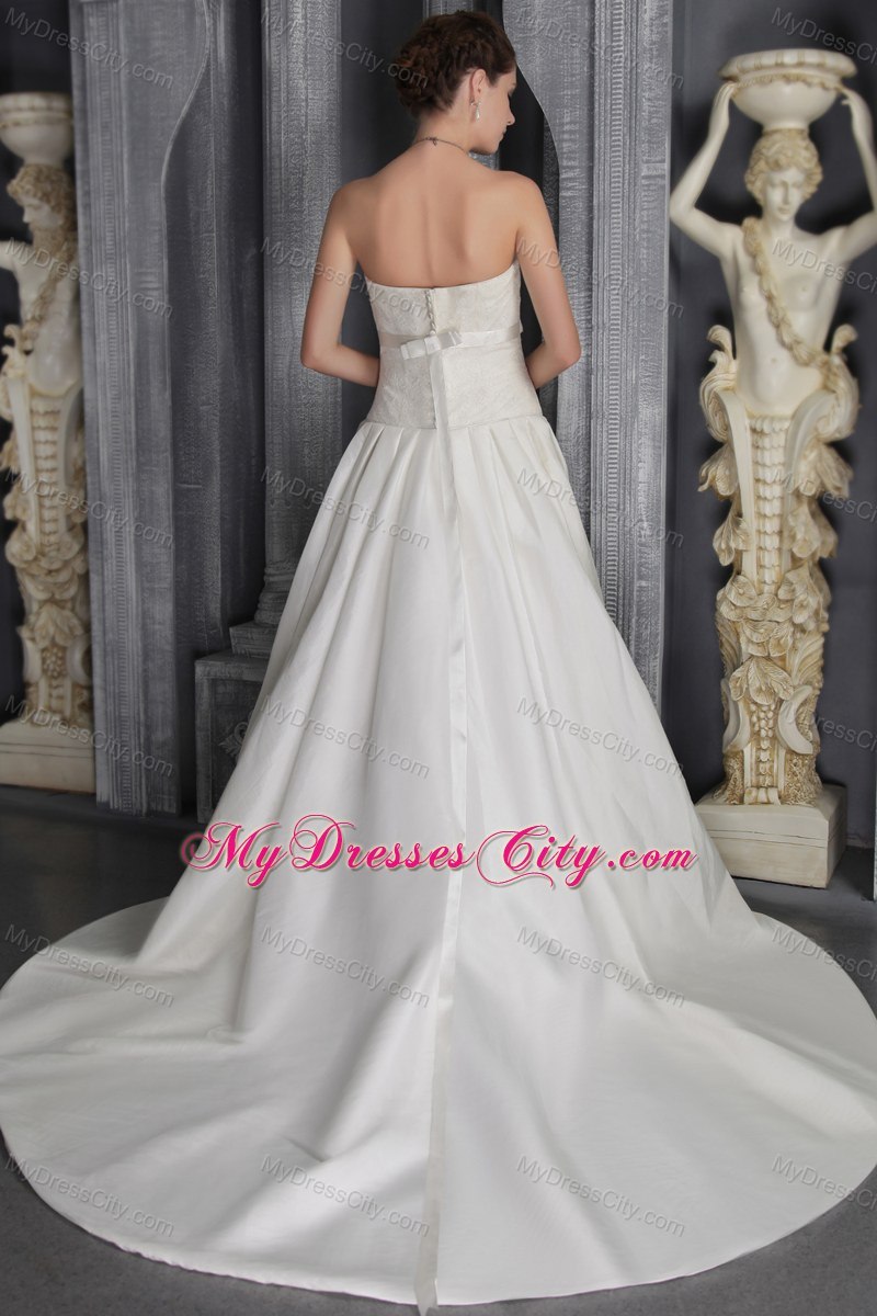 Strapless Court Train Taffeta Beading Wedding Dress on Sale