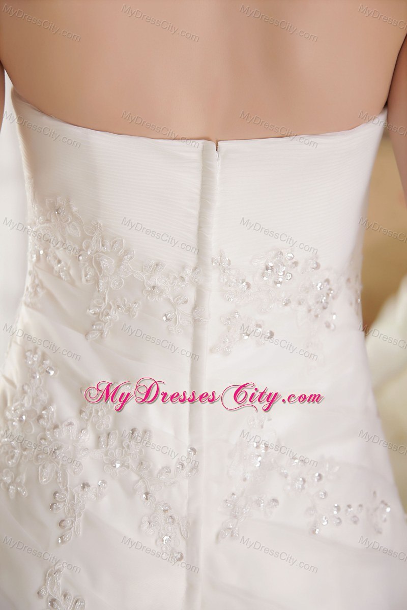 Strapless Court Train Appliques Wedding Dress for 2013