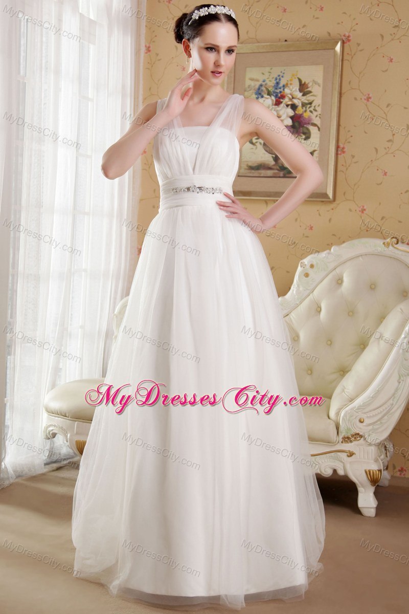 V-neck Organza Beading Wedding Dress for Golden Wedding