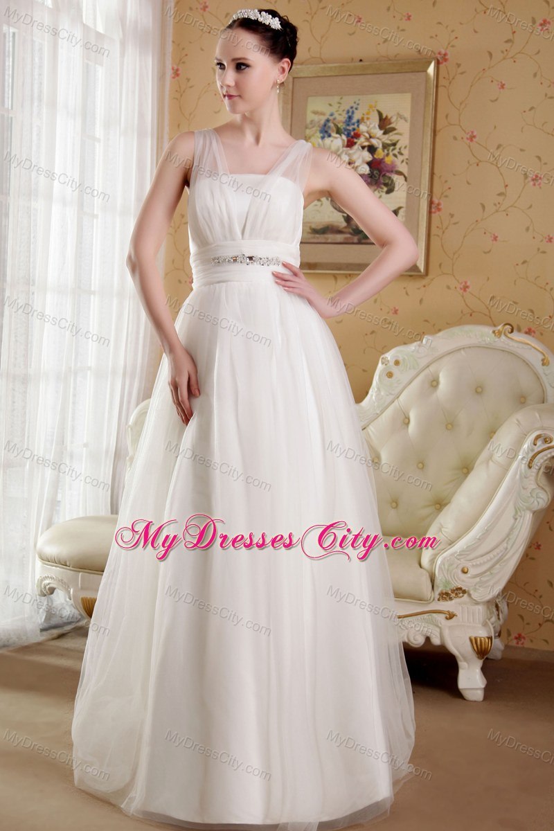 V-neck Organza Beading Wedding Dress for Golden Wedding