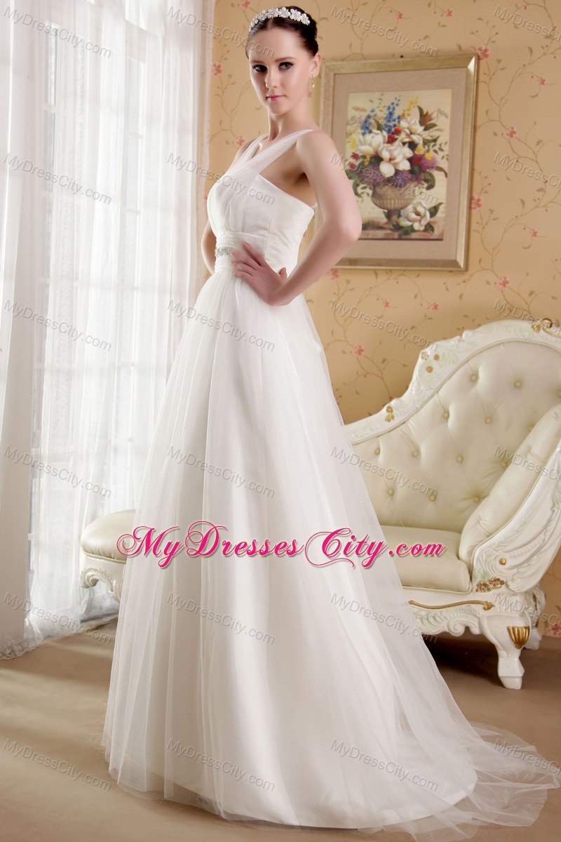 V-neck Organza Beading Wedding Dress for Golden Wedding