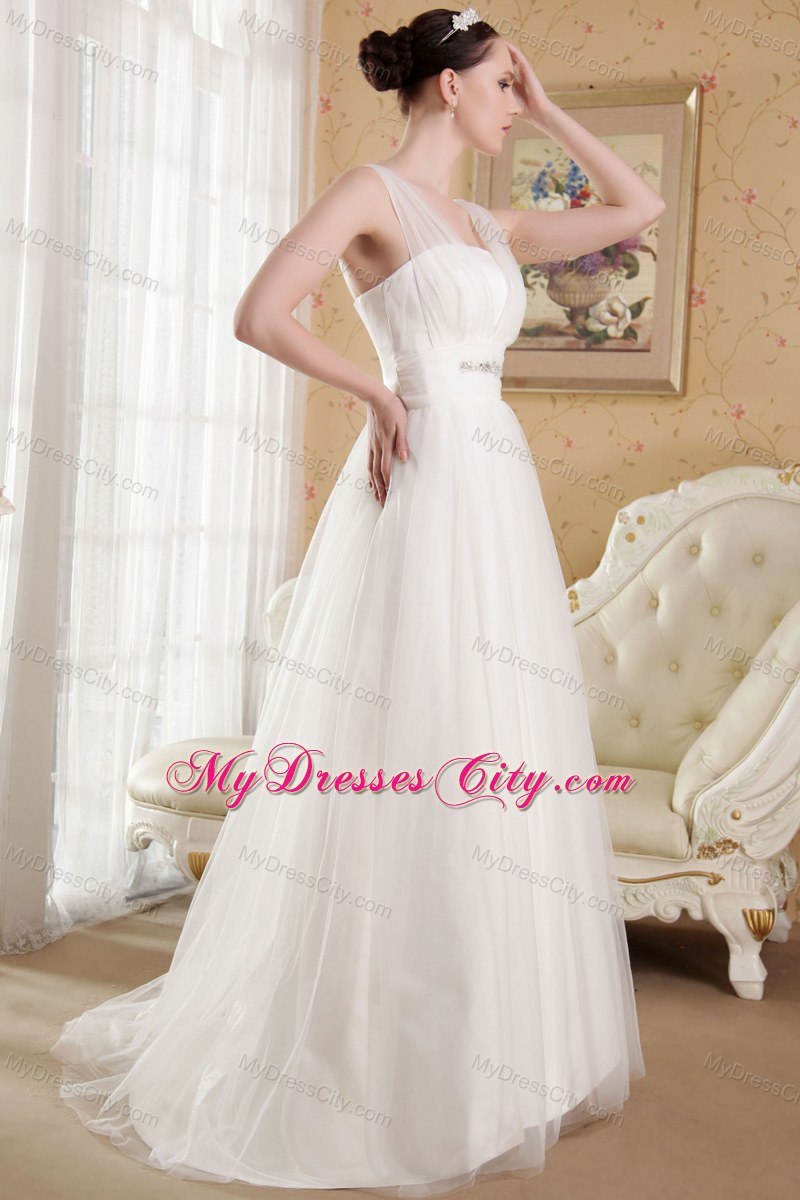 V-neck Organza Beading Wedding Dress for Golden Wedding