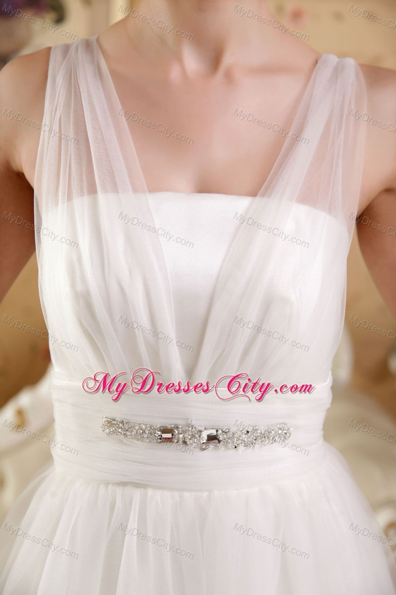 V-neck Organza Beading Wedding Dress for Golden Wedding