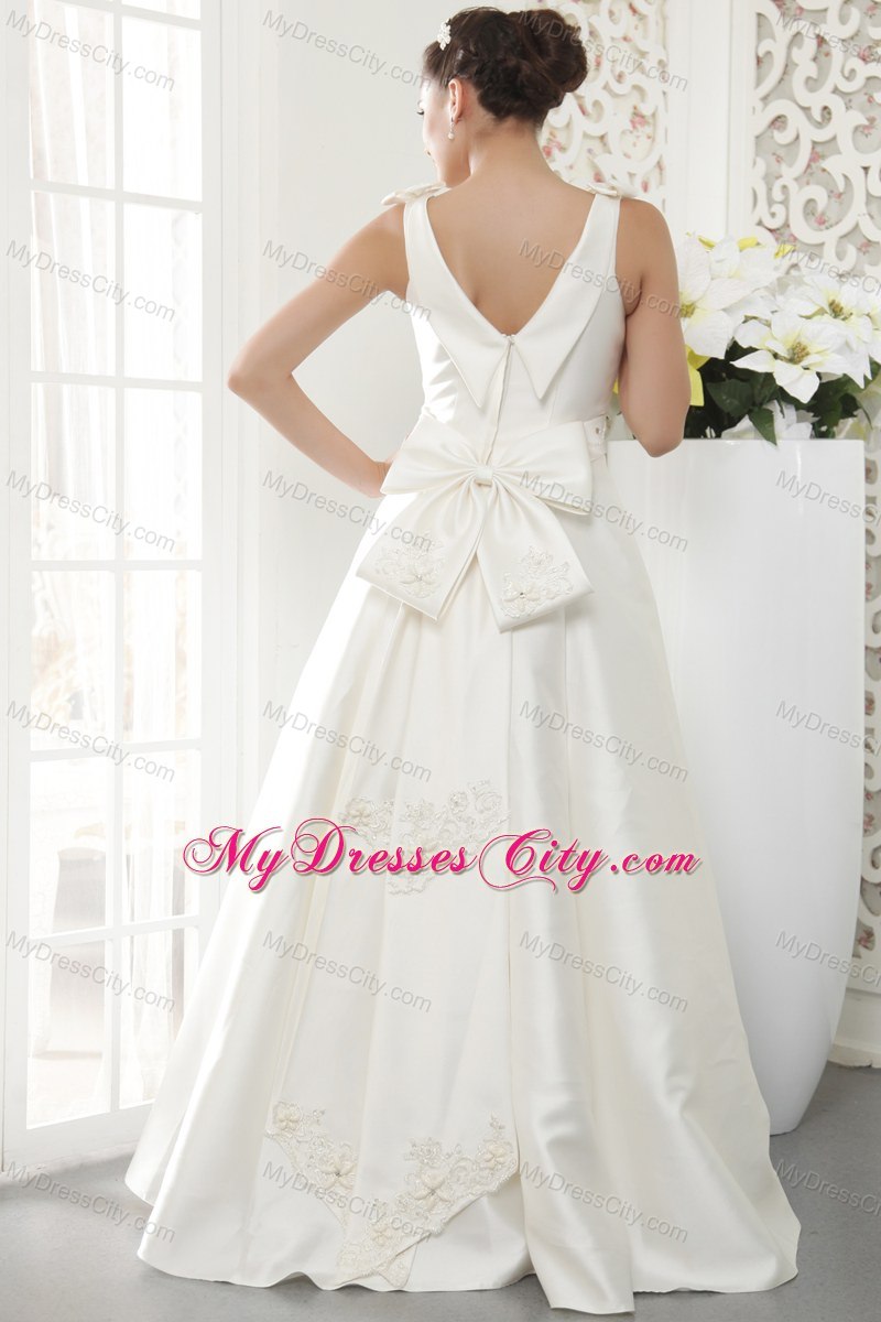 Brand New A-line V-neck Wedding Dress with Appliques Beading