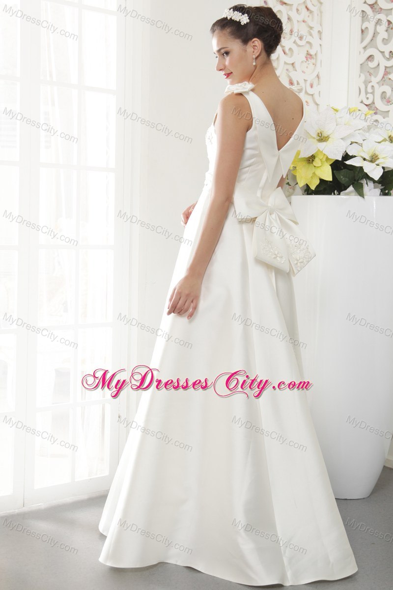 Brand New A-line V-neck Wedding Dress with Appliques Beading