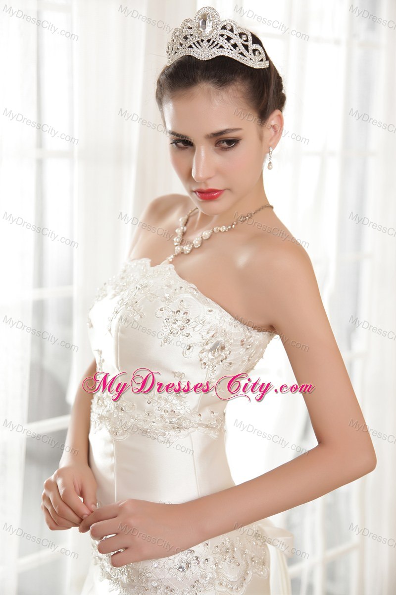 Exclusive Mermaid Strapless Appliques Wedding Dress for Cheap