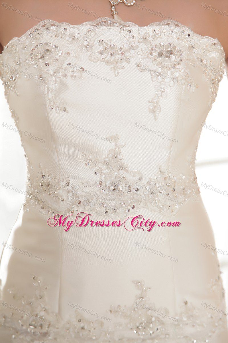 Exclusive Mermaid Strapless Appliques Wedding Dress for Cheap