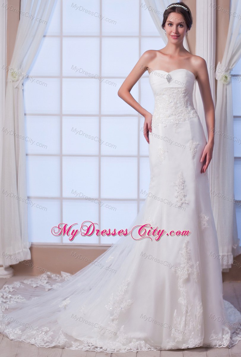 Mermaid Strapless Court Train Lace Wedding Dress for 2013