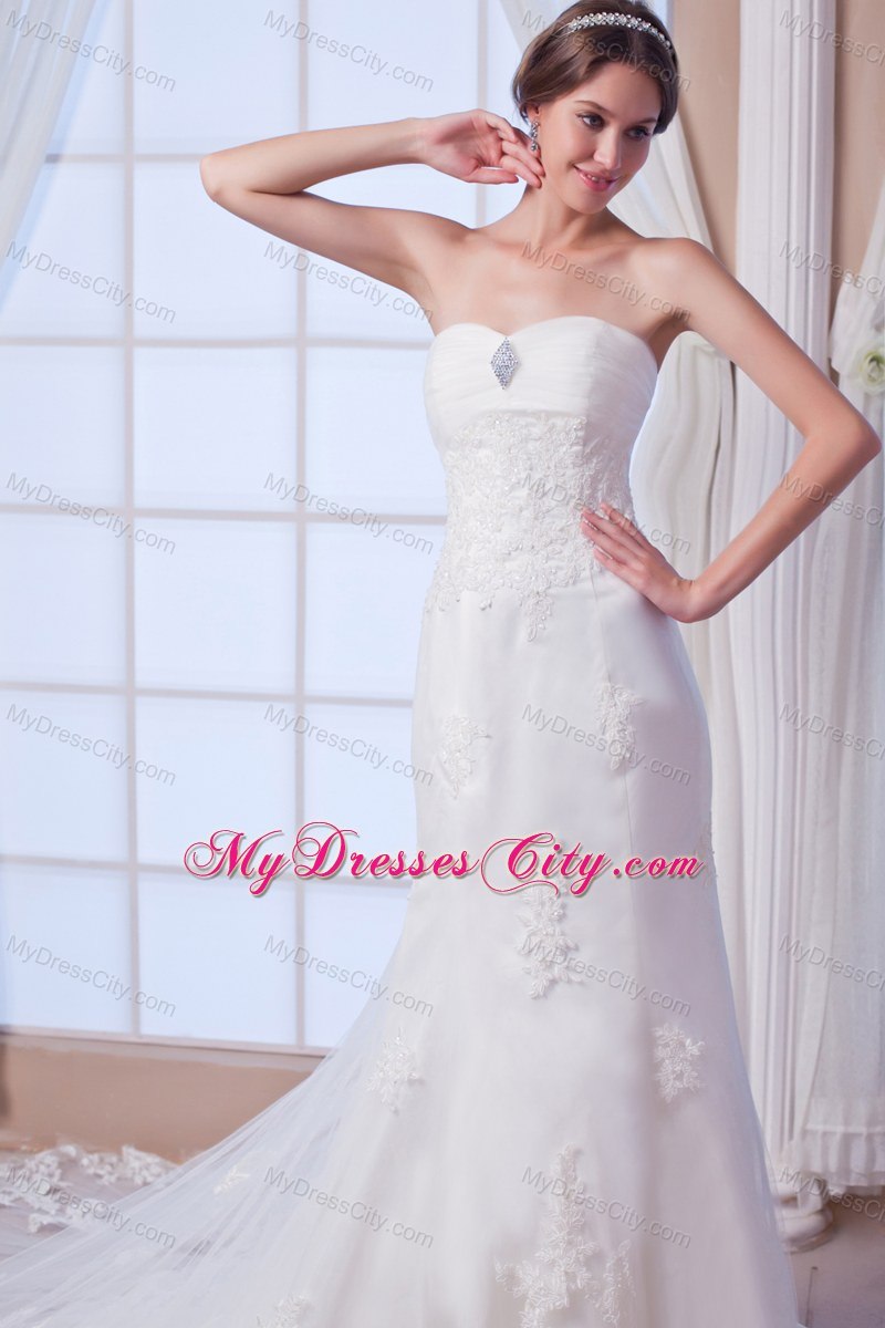 Mermaid Strapless Court Train Lace Wedding Dress for 2013