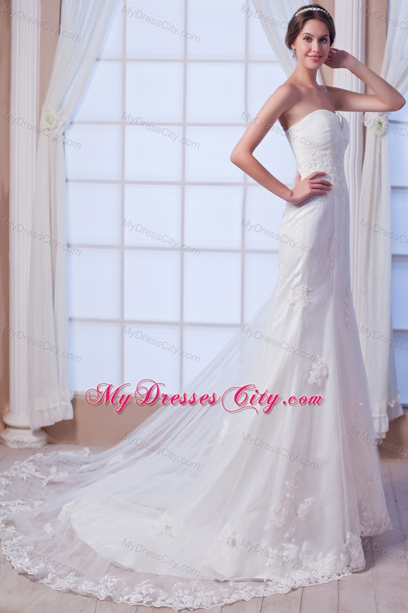 Mermaid Strapless Court Train Lace Wedding Dress for 2013