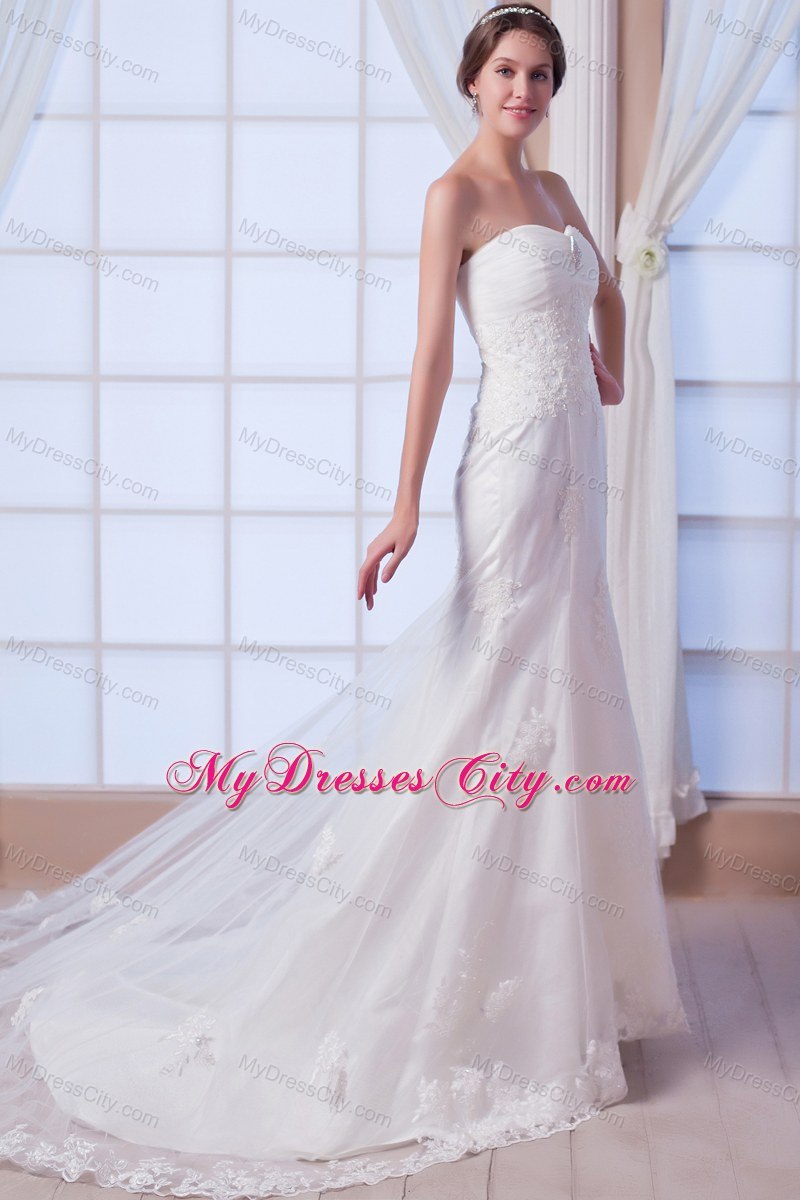 Mermaid Strapless Court Train Lace Wedding Dress for 2013