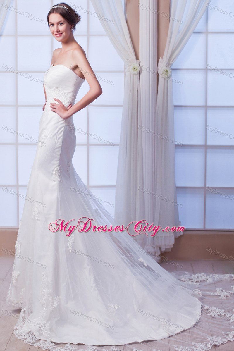 Mermaid Strapless Court Train Lace Wedding Dress for 2013