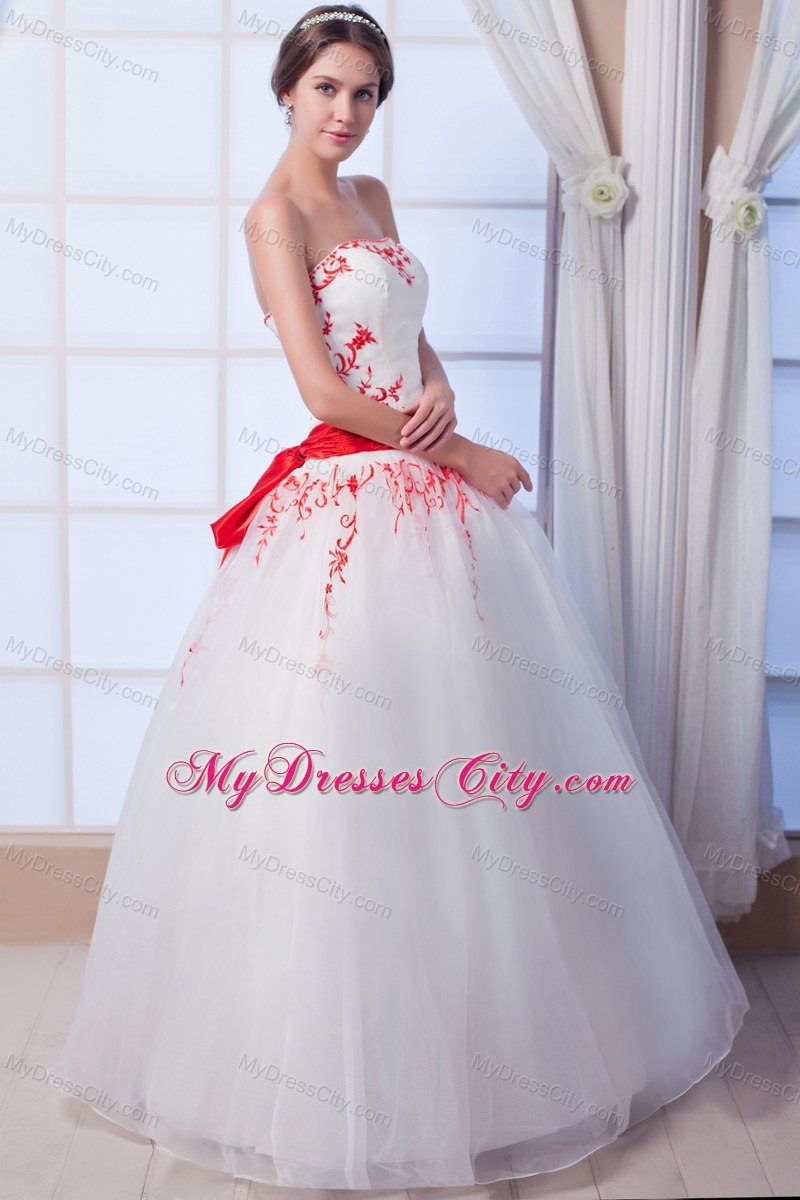 New Arrival Ball Gown Organza Red Appliques Wedding Gowns