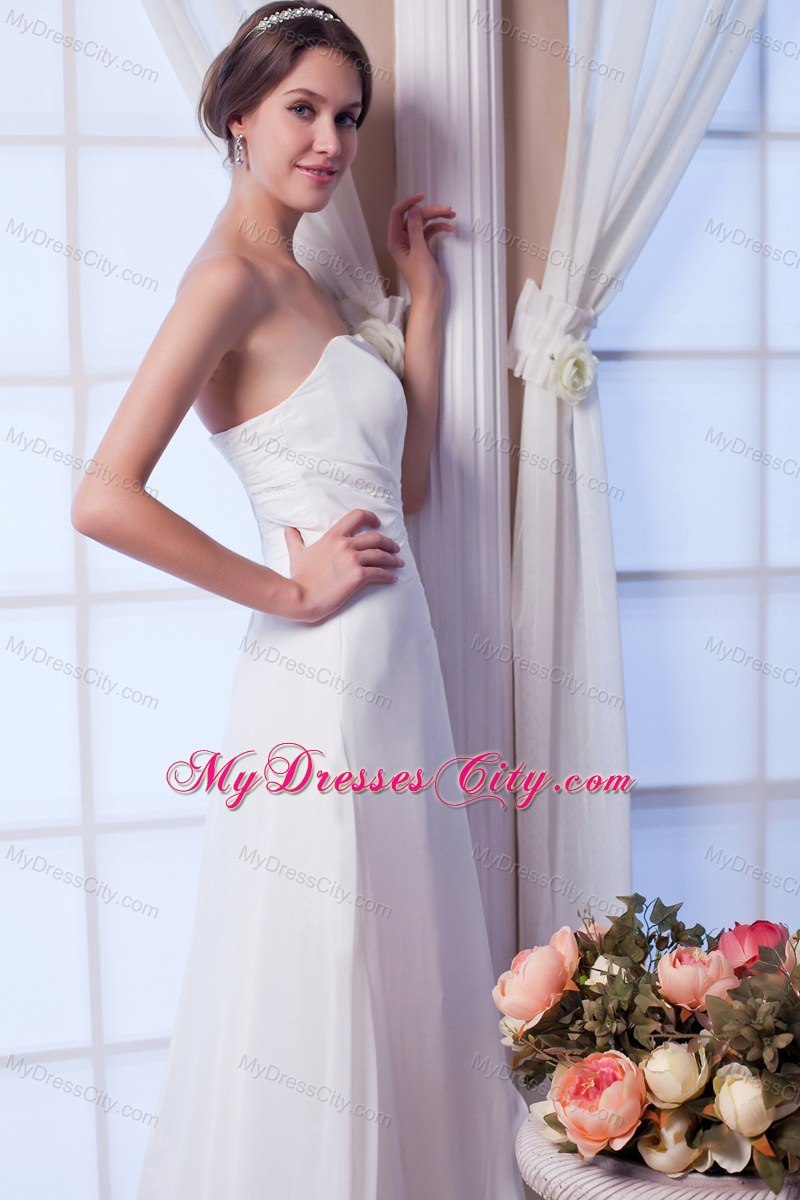 Column Court Train Chiffon Bridal Dresses Outdoor Wedding