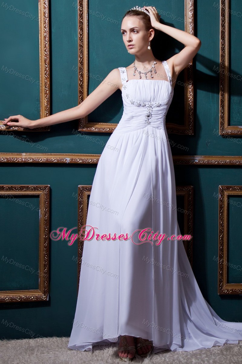 Plus Size Straps 2013 Wedding Dress with Beading and Ruches