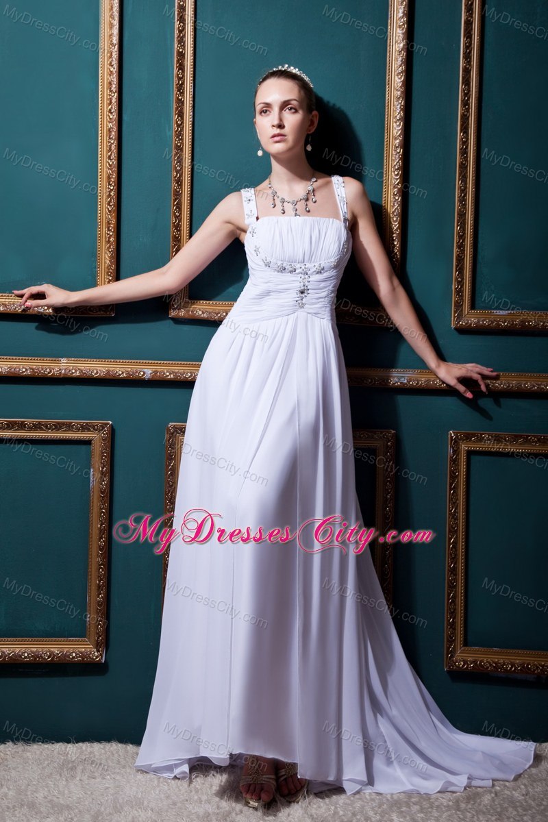 Plus Size Straps 2013 Wedding Dress with Beading and Ruches