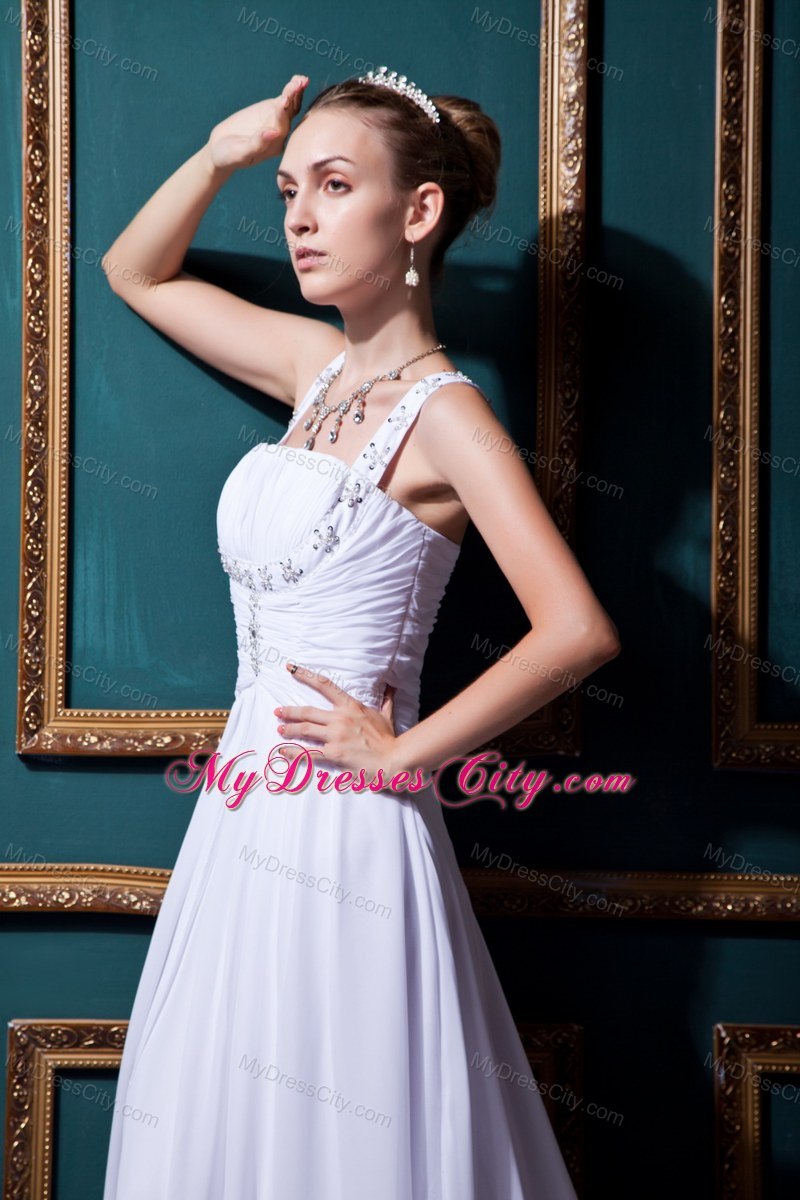 Plus Size Straps 2013 Wedding Dress with Beading and Ruches