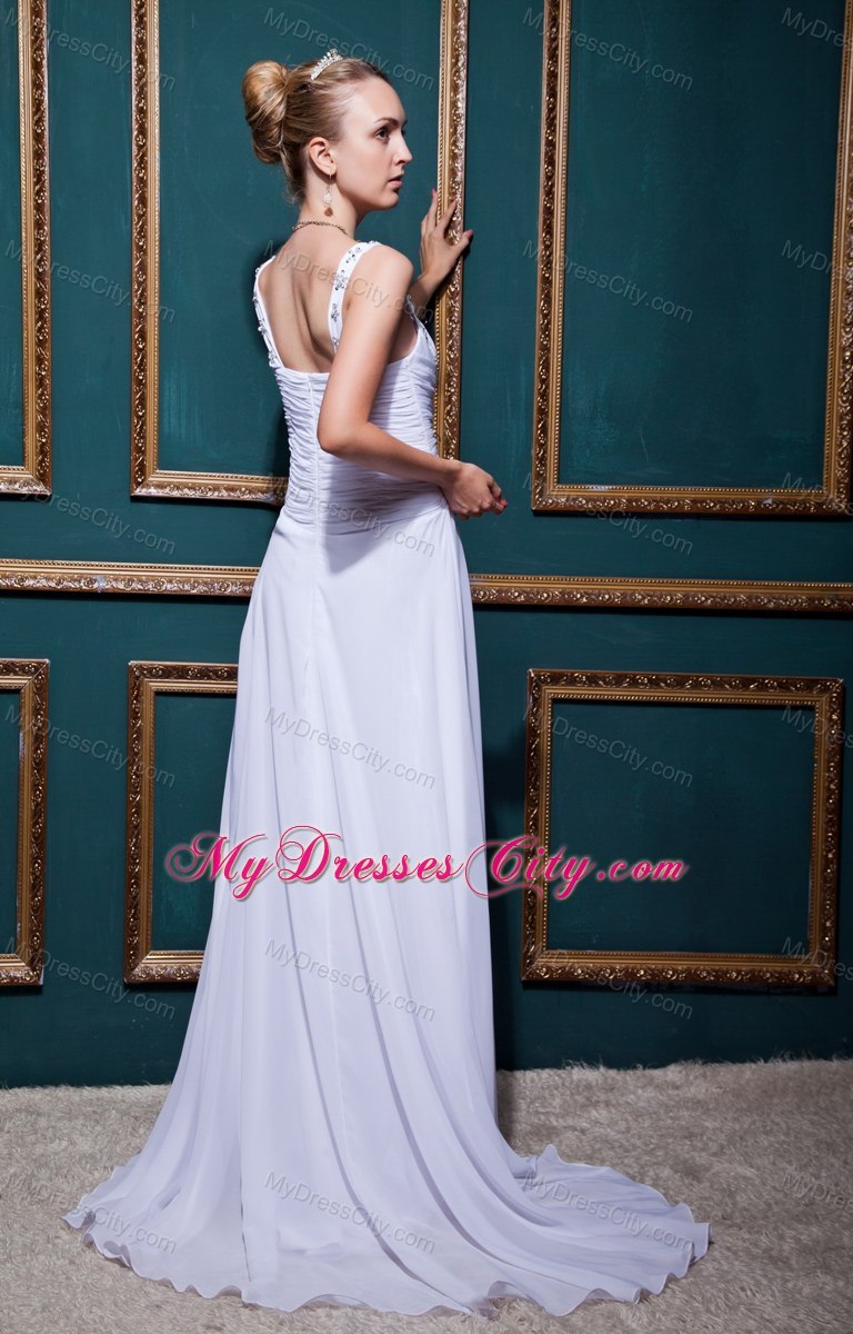 Plus Size Straps 2013 Wedding Dress with Beading and Ruches