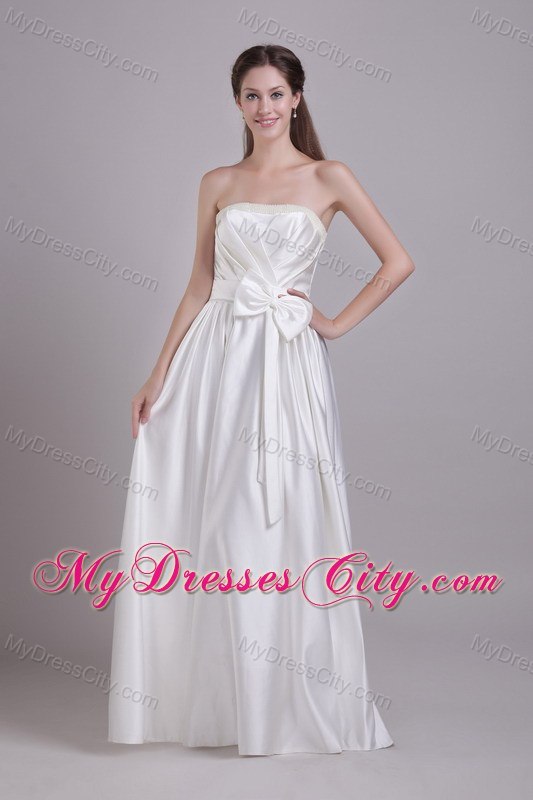 Strapless Taffeta Ruches and Bowknot Wedding Dress Online