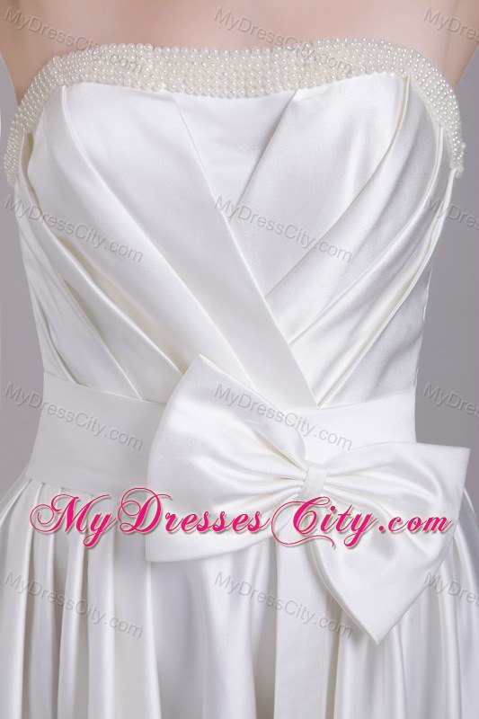 Strapless Taffeta Ruches and Bowknot Wedding Dress Online