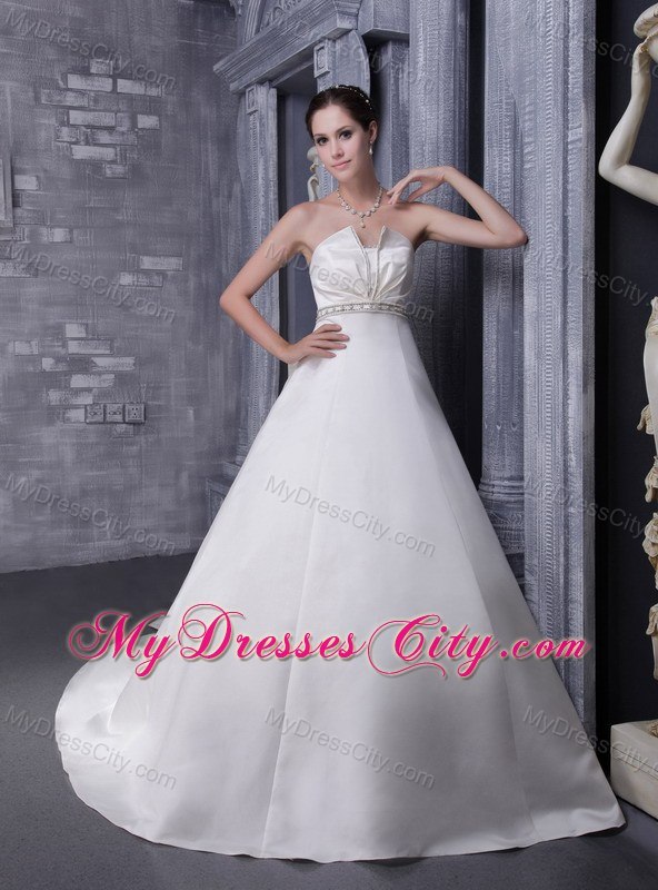 Strapless Ruches and Beading Wedding Dress for Church Wedding