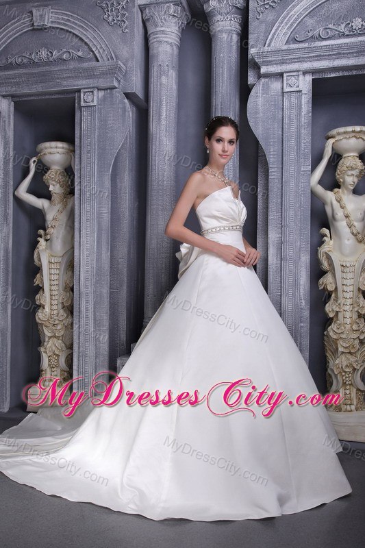 Strapless Ruches and Beading Wedding Dress for Church Wedding