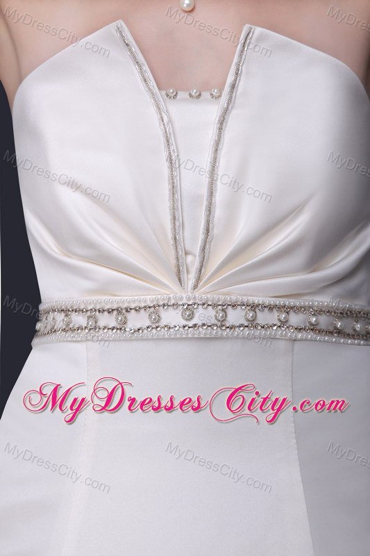 Strapless Ruches and Beading Wedding Dress for Church Wedding