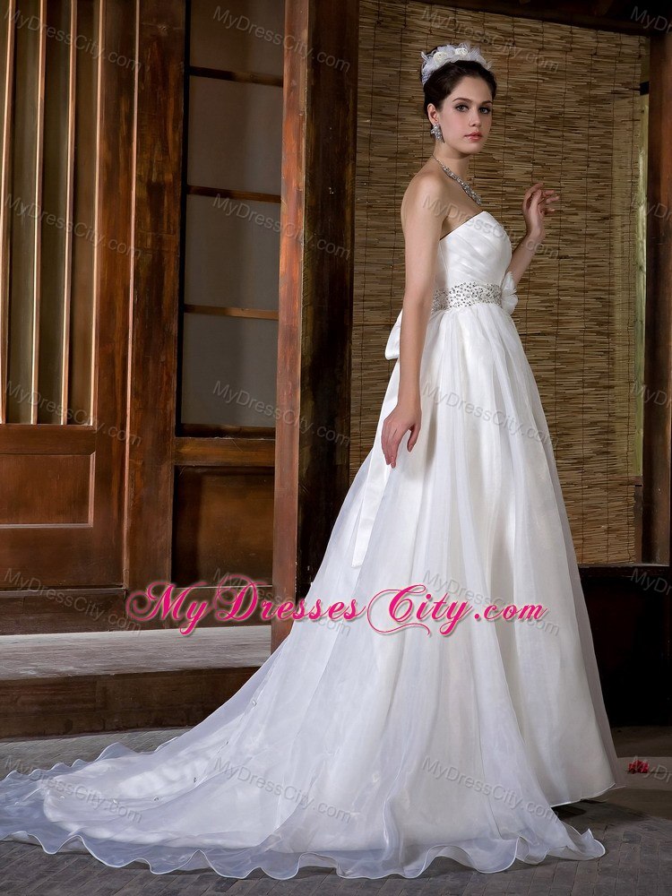 Beautiful Sweetheart Organza Beading and Ruches Wedding Dress