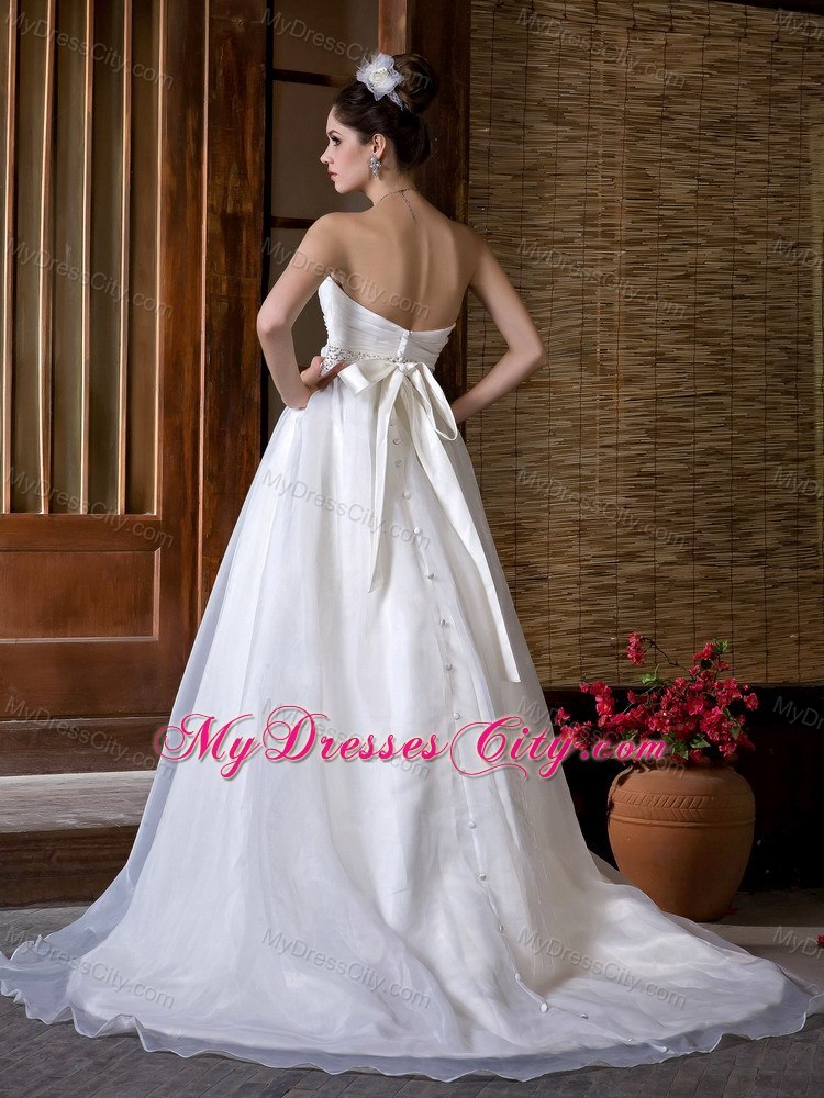 Beautiful Sweetheart Organza Beading and Ruches Wedding Dress