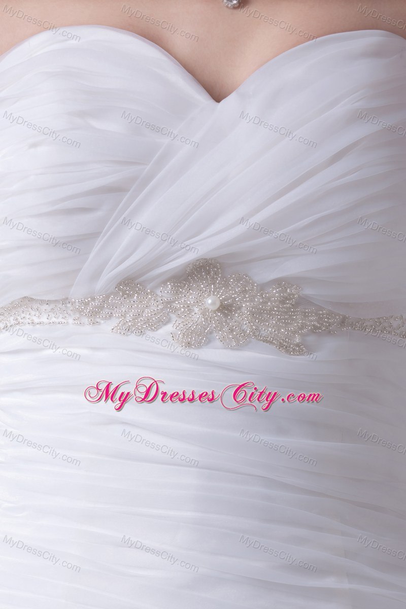 Hand Made Flowers Sweetheart Mermaid Ruches Wedding Dress