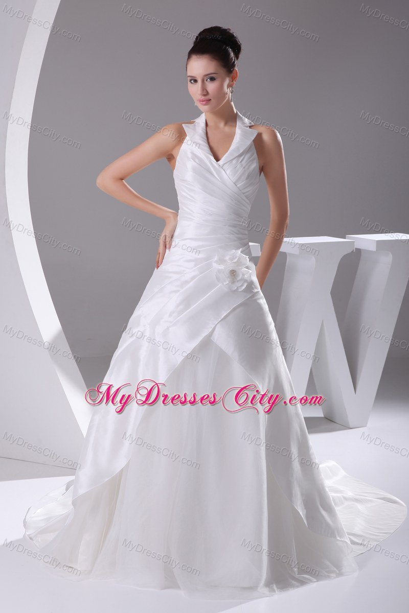 Ruches Halter Flowers 2013 New Wedding Dress Indoor Wedding