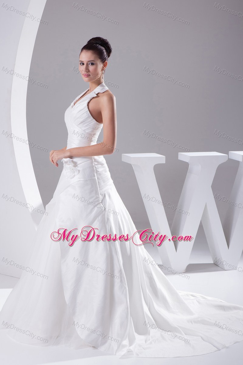 Ruches Halter Flowers 2013 New Wedding Dress Indoor Wedding