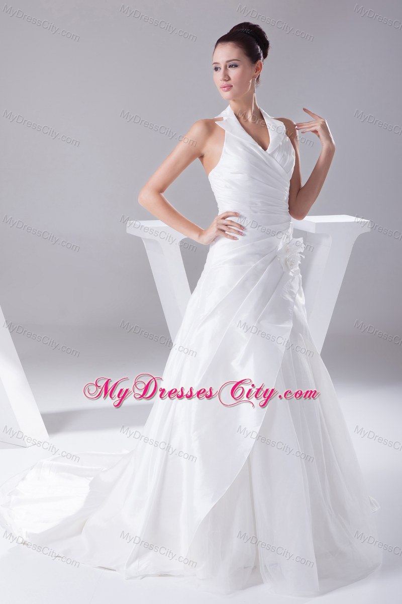 Ruches Halter Flowers 2013 New Wedding Dress Indoor Wedding