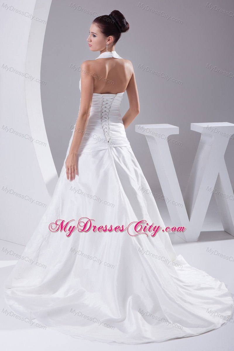 Ruches Halter Flowers 2013 New Wedding Dress Indoor Wedding