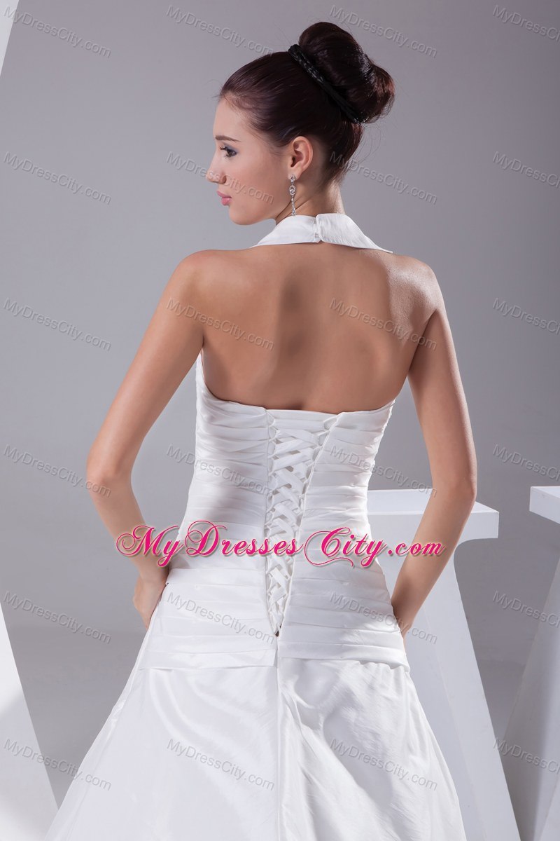 Ruches Halter Flowers 2013 New Wedding Dress Indoor Wedding